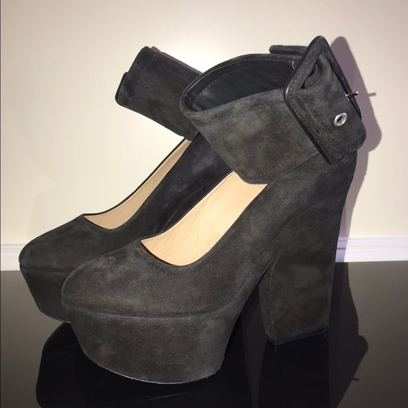 Céline Black Suede Platform Ankle Strap Heels - Picture 1 of 1